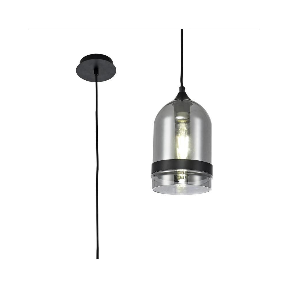 Luxuria Velora Pendant 15cm Dome E27 (Max 20W) Matt Black & Smoke Plated