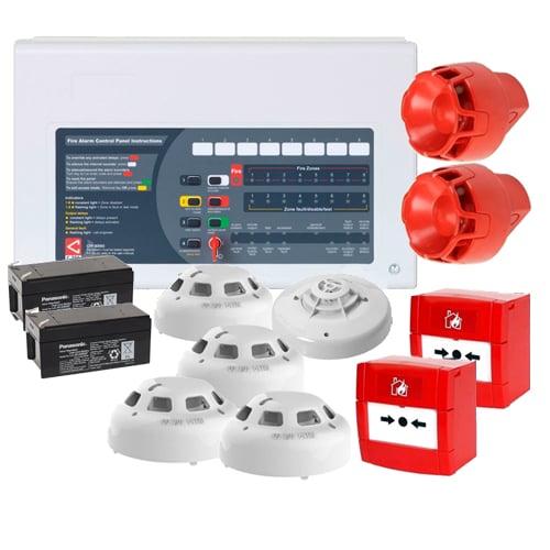C-Tec Conventional 2-Zone Fire Alarm with Hochiki Detectors