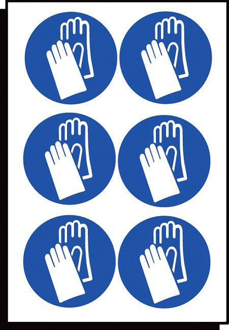 Hand protection symbol 50mm dia - sheet of 6