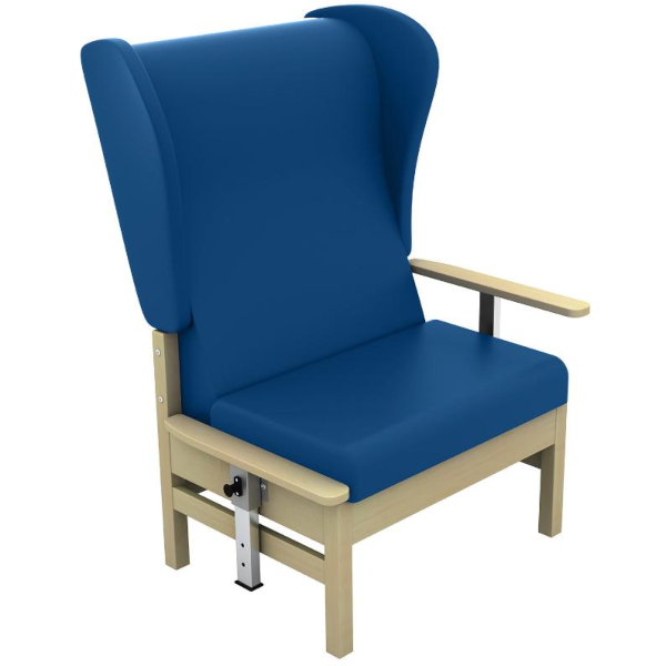 Atlas High Back Bariatric Arm Chair with Wings and Drop Arms - Navy
