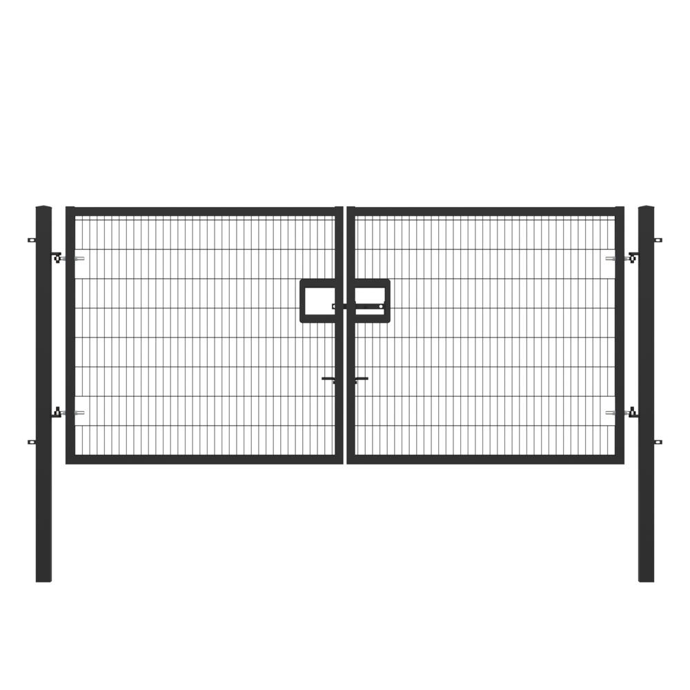 Twin Wire Double Leaf Gate 1.8H x 4mBlack Powder Coated Finish  Concrete-In