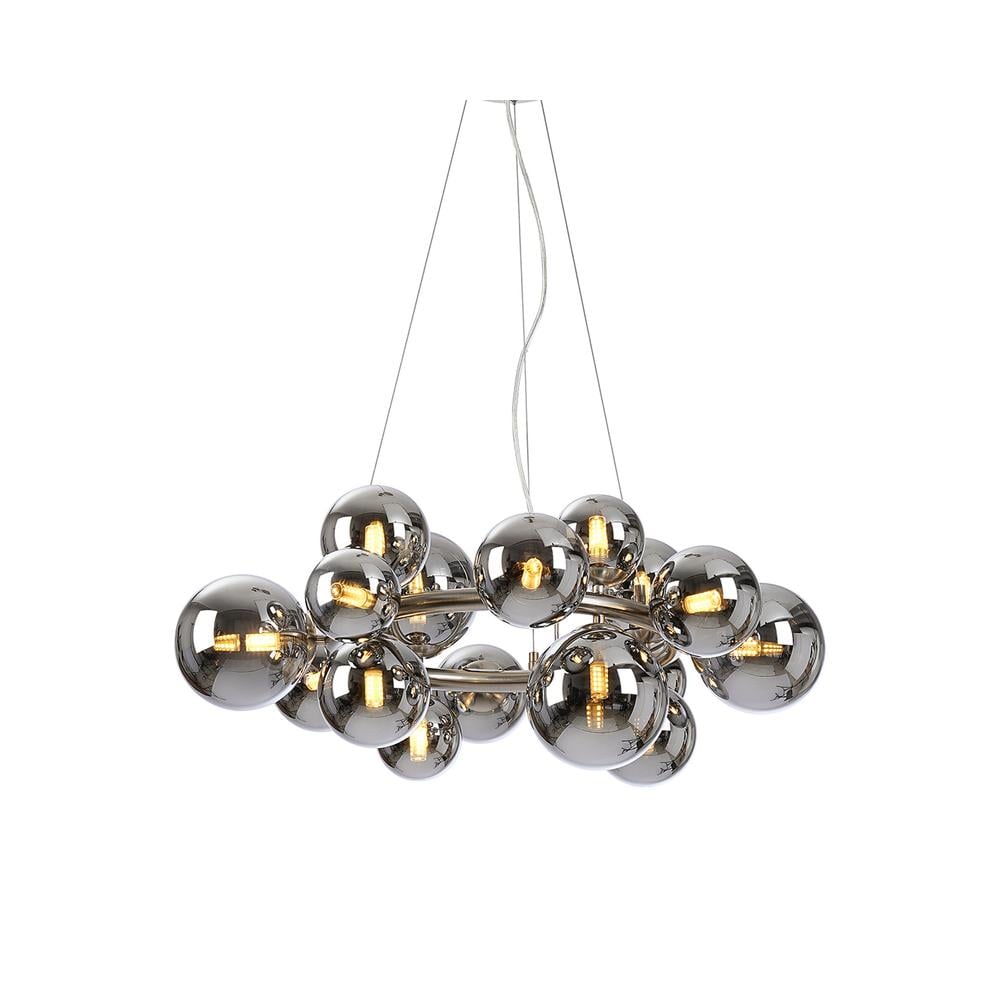 Luxuria Thorne 70cm Circular Pendant 16xG9 Satin Nickel Chrome Plated Glass