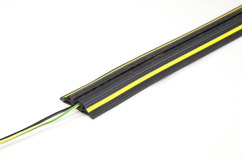 Cable Protector with Yellow Safety Stripes for Car Parks