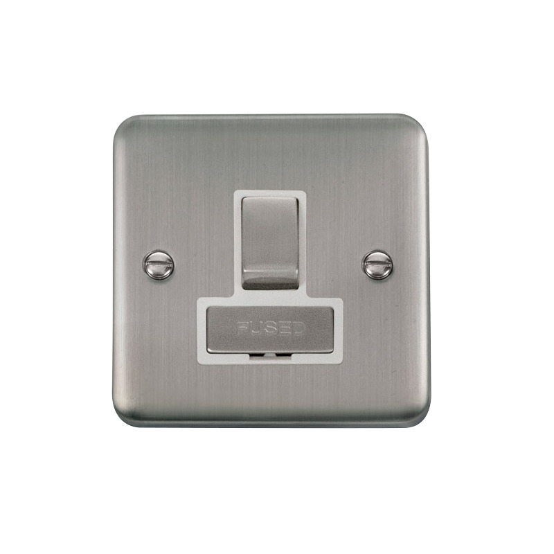 Click Deco Plus Switched Fused Spur Stainless Steel White Inserts