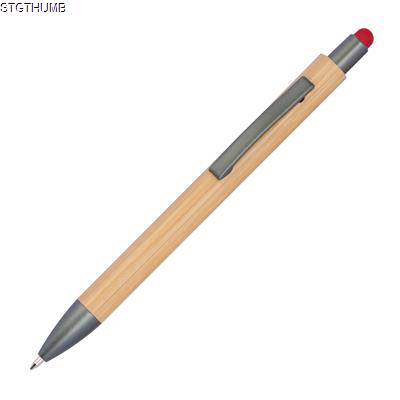 BALL PEN with Bamboo Coating in Red.