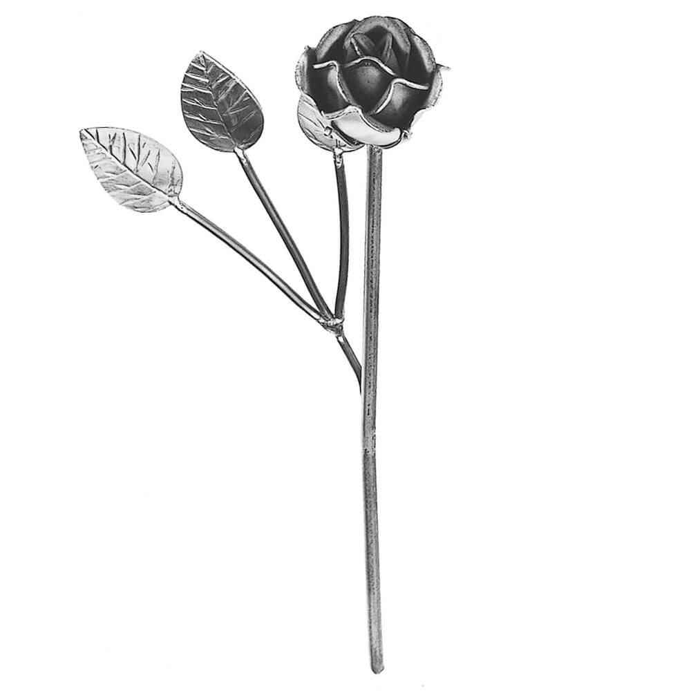 Rose & Leafed Stem - Height 320mm6mm Diameter Stem