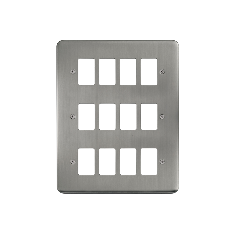 Click Deco Plus 12 Gang GridPro Frontplate Stainless Steel