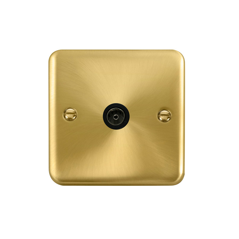 Click Deco Plus Single Non-Isolated Coaxial Outlet Satin Brass Black Inserts