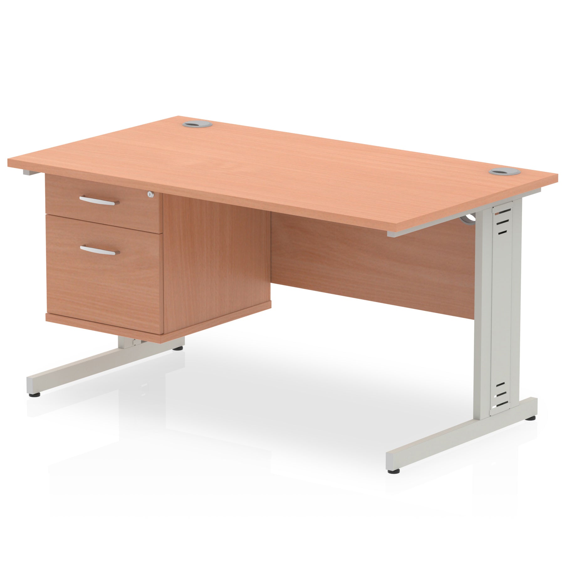 Suppliers Of Impulse Cable Managed Straight Desk With Single Fixed Pedestal - 1400mm - Multiple Colour Options North Yourkshire