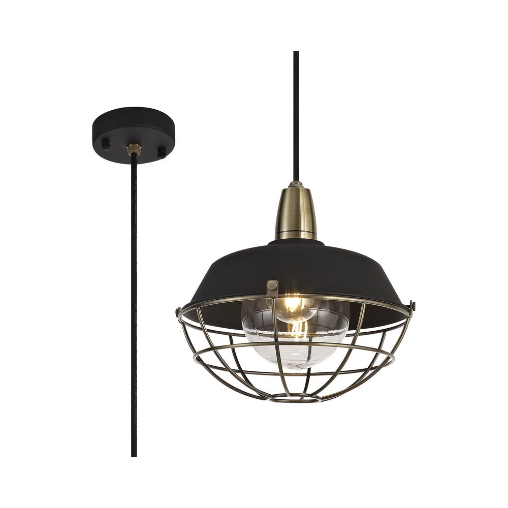 Luxuria Aubrey 25cm Pendant Light E27 IP65 Matt Black/Antique Brass