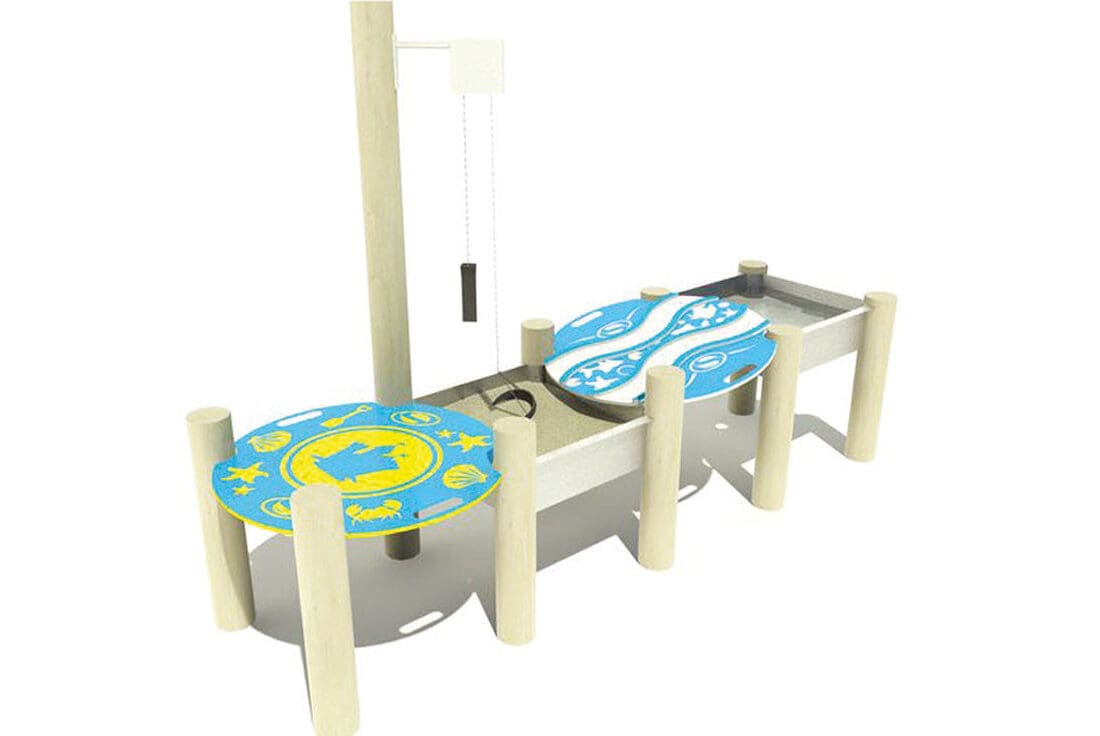 Sand and Water Tray - Standard Two troughs with support legs, pulley and two lids
