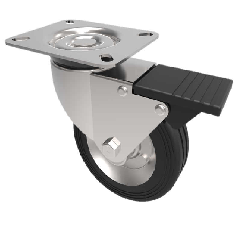 Black Rubber Steel Plate Brake 125mm 90kg Load