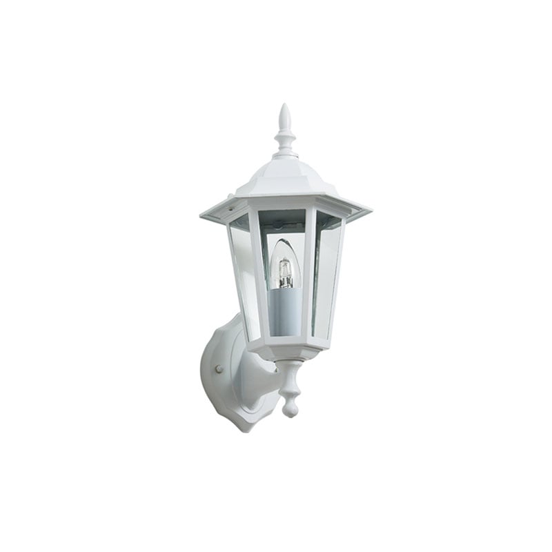 Forum Libourne Traditional Wall Lantern 6 Panel E27 White