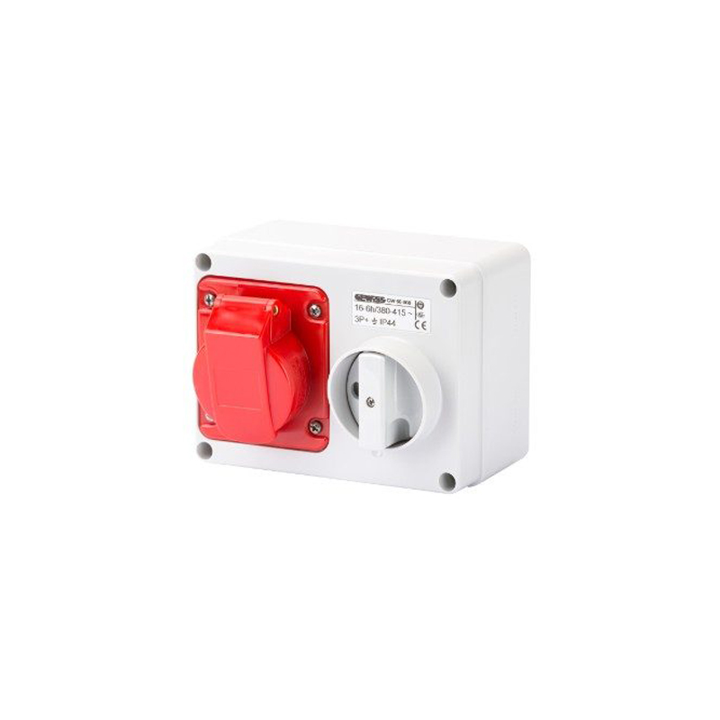 Gewiss Fixed Interlocked Socket IP44 16A 3P+E 415V Red