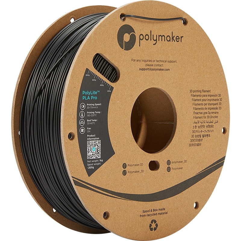 PolyMaker PolyLite PLA Pro 1.75mm Black 3D printer filament 1Kg