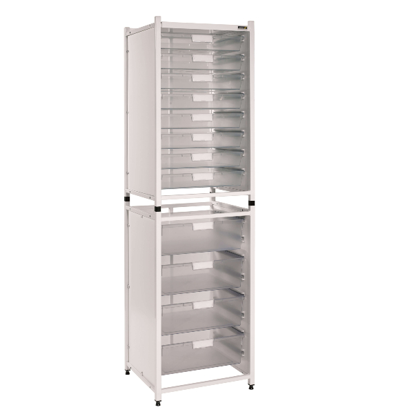 High Level Storage System with 8 Shallow and 4 Deep Trays - Blue