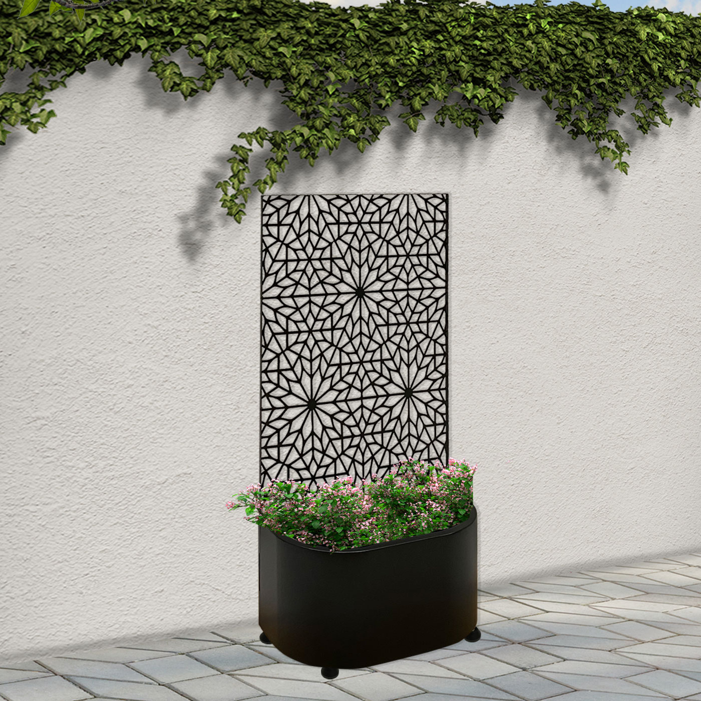 'Ria' Garden Screen with Rounded Planter 