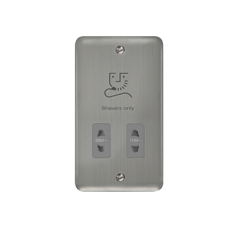 Click Deco Plus Shaver Socket Stainless Steel Grey Inserts