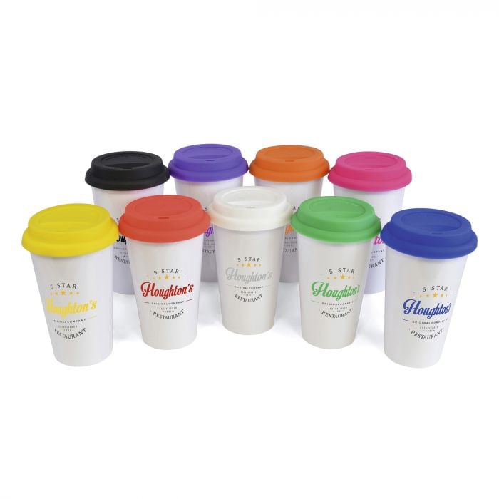 Plastic Takeout Mug 375Ml Double Wall, Plastic Takeout Coffee Cup ~