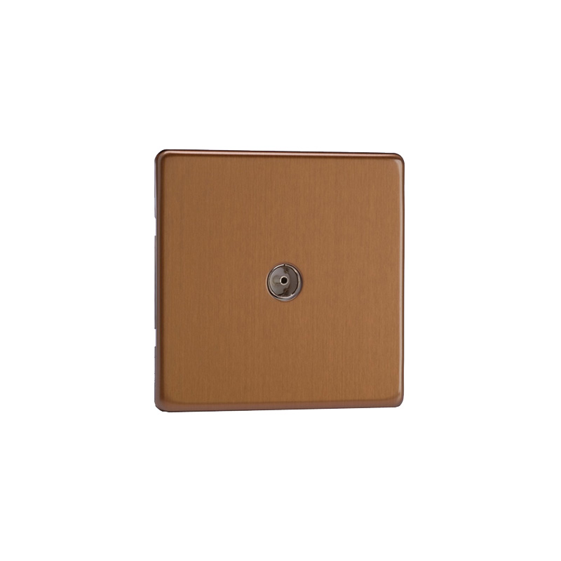 Varilight Urban 1G Co-Axial TV Socket Brushed Bronze Screw Less Plate