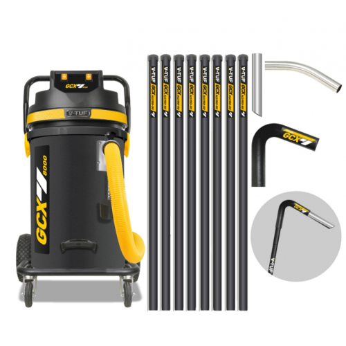 V-TUF GCX8000 3.5KW 80L WET & DRY Industrial Powerful Vacuum Cleaner - Side Entry & Cyclone Tech (240V)  &#43; 40FT GCX ALU GUTTER CLEANING KIT