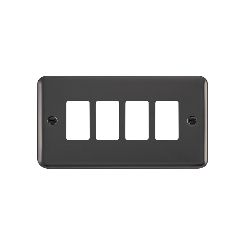 Click GridPro Deco Plus 4 Gang Frontplate Black Nickel