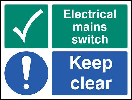 Electrical mains switch keep clear