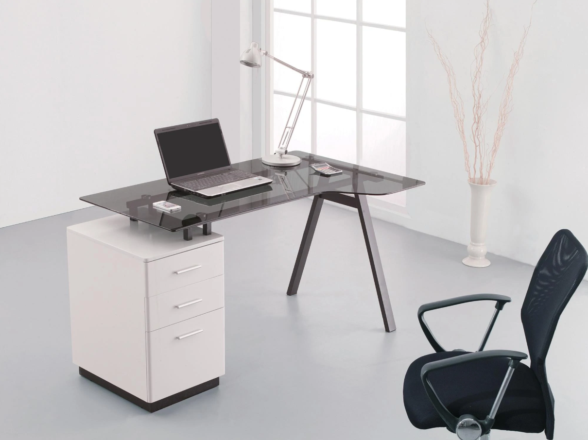 Providers Of Cleveland 4 White & Smoked Glass Home Office Desk North Yorkshire