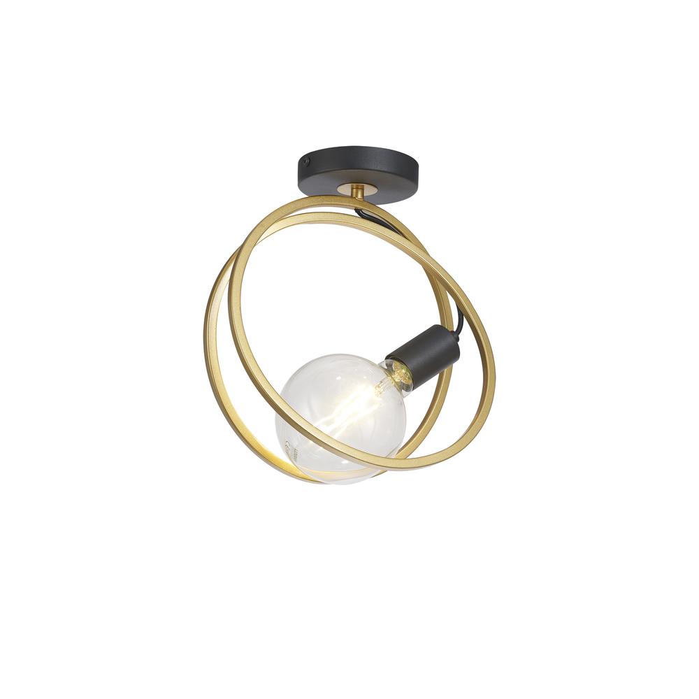 Luxuria Nook Double Ring Ceiling Flush 1 Light E27 Matt Black / Painted Gold