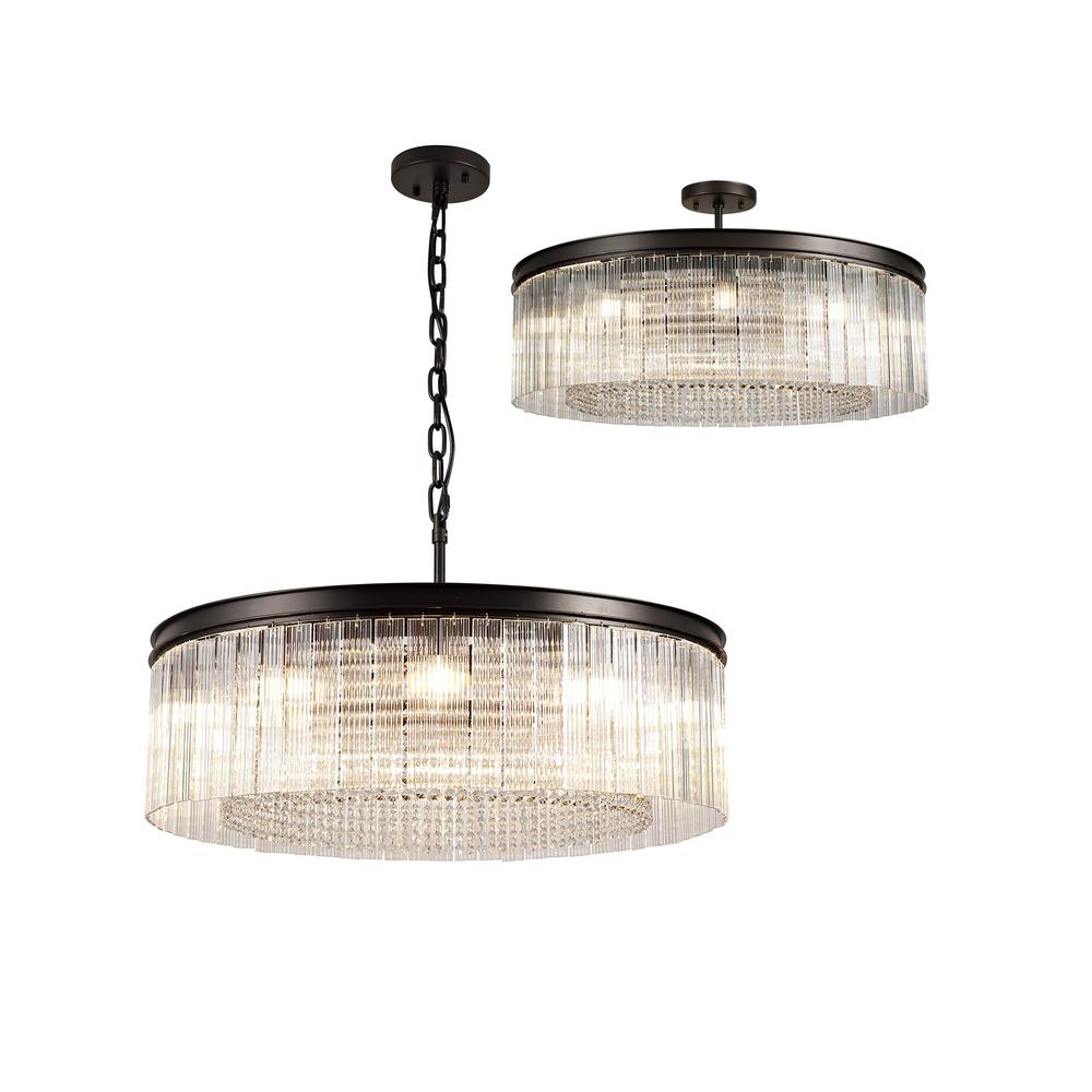 Luxuria Favrile 80cm Large Round Pendant/Semi Flush 10 Light E14 Brown Oxide