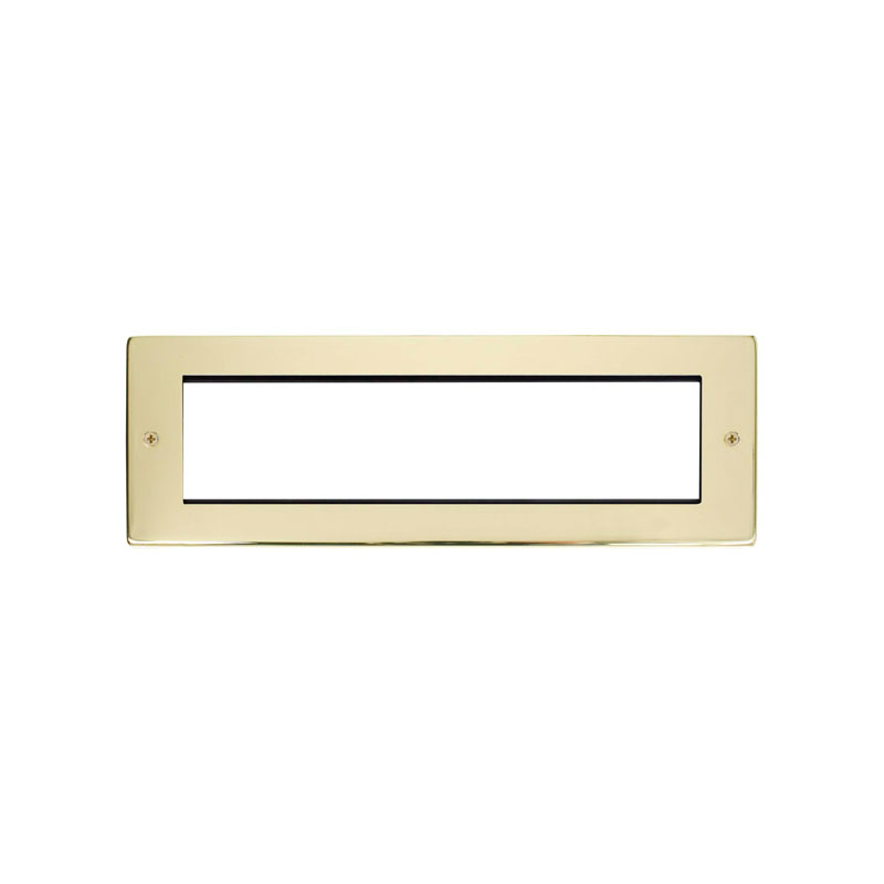 Click New Media Polished Brass 8 Module Small Unfurnished Front Plate With York