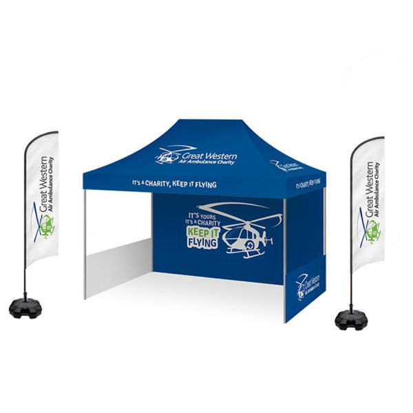 Custom Printed Event Tent with Feather Flags