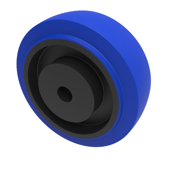 Blue Elastic Rubber 75ShoreA 100mm Plain Bearing Wheel 160kg Load