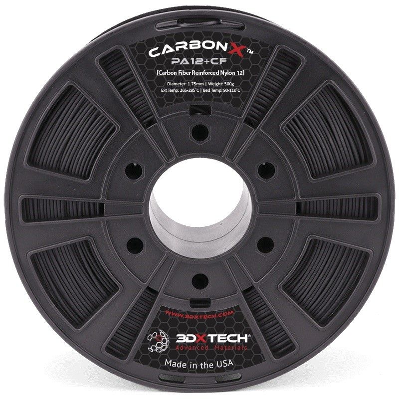 3DXTech CarbonX PA12 Carbon Fibre 500gms Black Nylon 2.85mm 3D Printer Filament