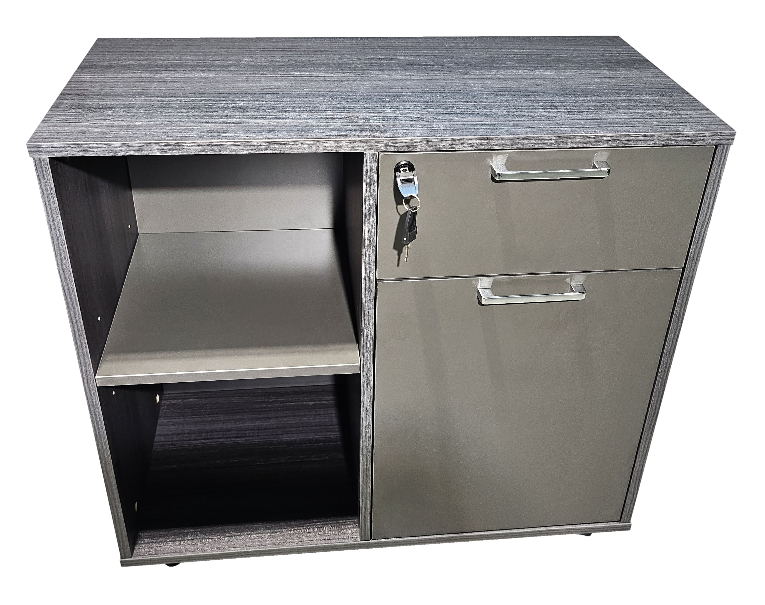 Modern Grey Oak Veneer Mobile Desk High Side Return - DG17-S0808 UK