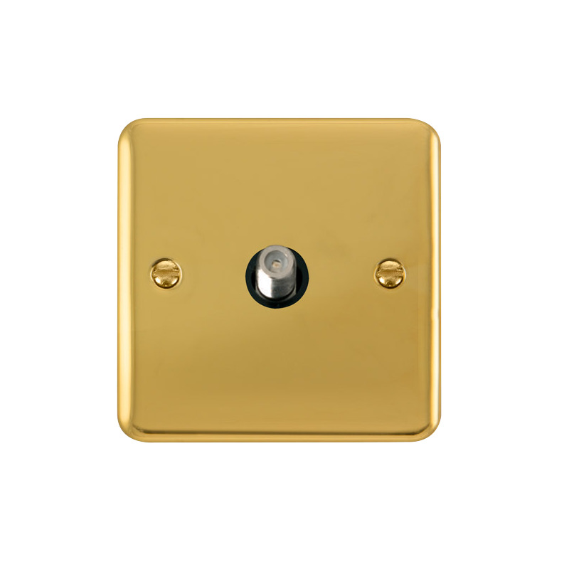 Click Deco Plus Twin Non-Isolated Single Satellite Outlet Polished Brass Black Inserts