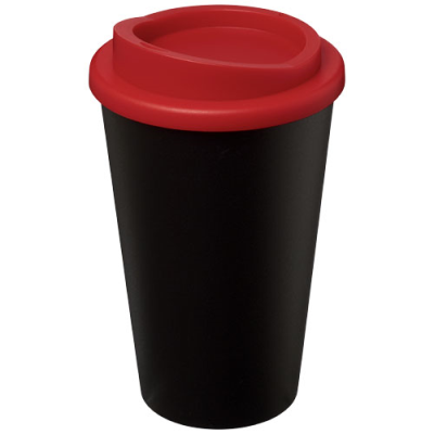 AMERICANO® 350 ML THERMAL INSULATED TUMBLER in Solid Black & Red.