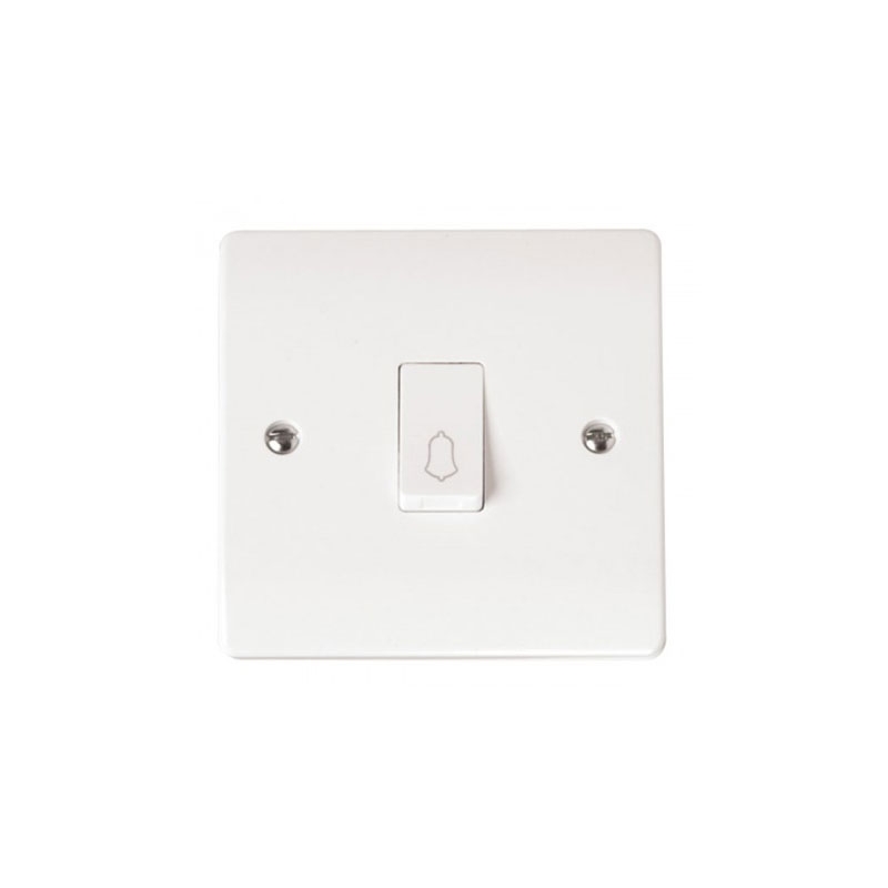 Click Retractive Bell Switch 1 Gang 1 Way 10 Amp White PVC