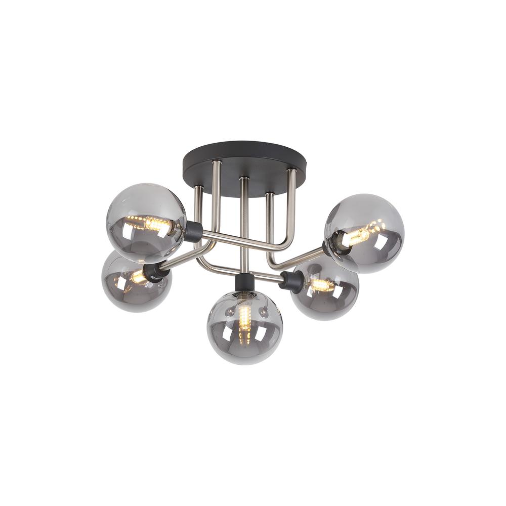 Luxuria Casablanca 59cm Flush Ceiling Light G9 Graphite / Satin Nickel / Smoke Glass