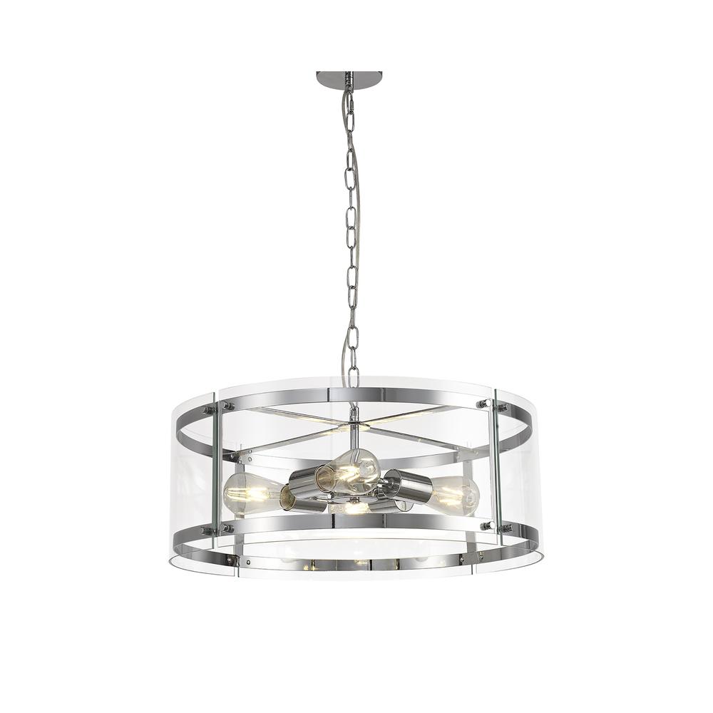 Luxuria Etoile 56.5cm Pendant 4 Light E27 Polished Chrome / Plain Clear (A) Glass