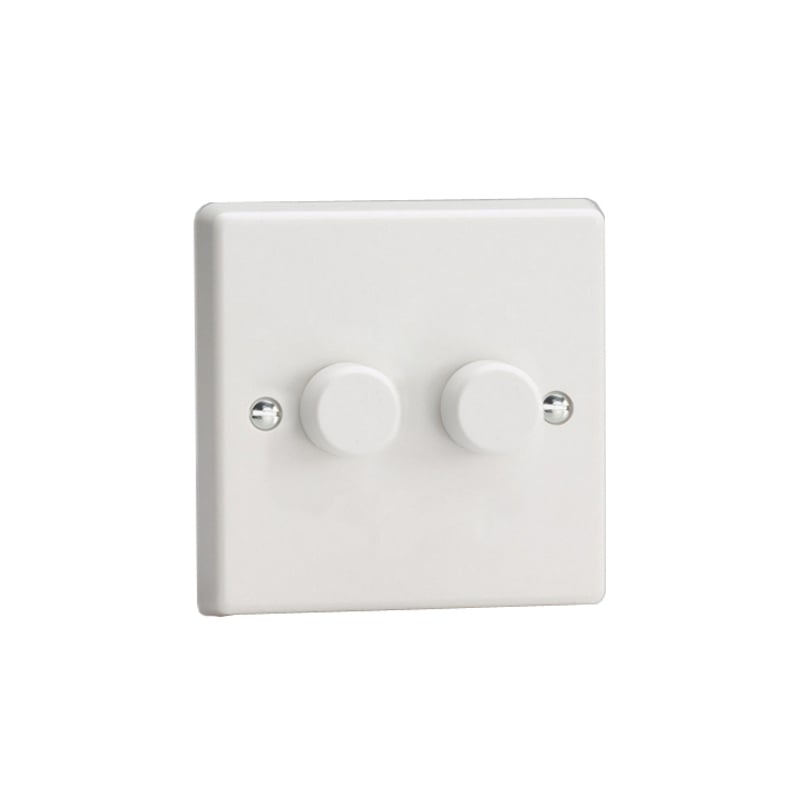 Varilight V-Pro 2 Gang LED Dimmer Switch White PVC