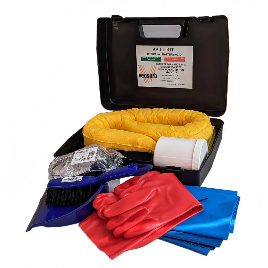 7 Litre Lithium and Battery Acid Spill Kit in Hard Carry Case