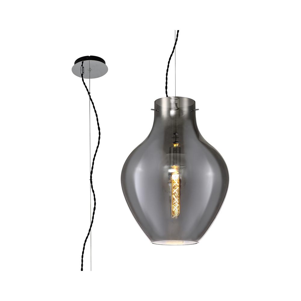 Luxuria Baratheon Pendant 38cm Round E27 Chrome & Smoke