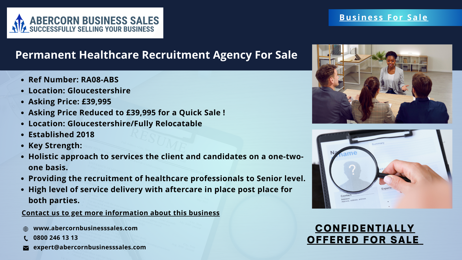 RA08-ABS - Permanent Healthcare Recruitment Agency For Sale
