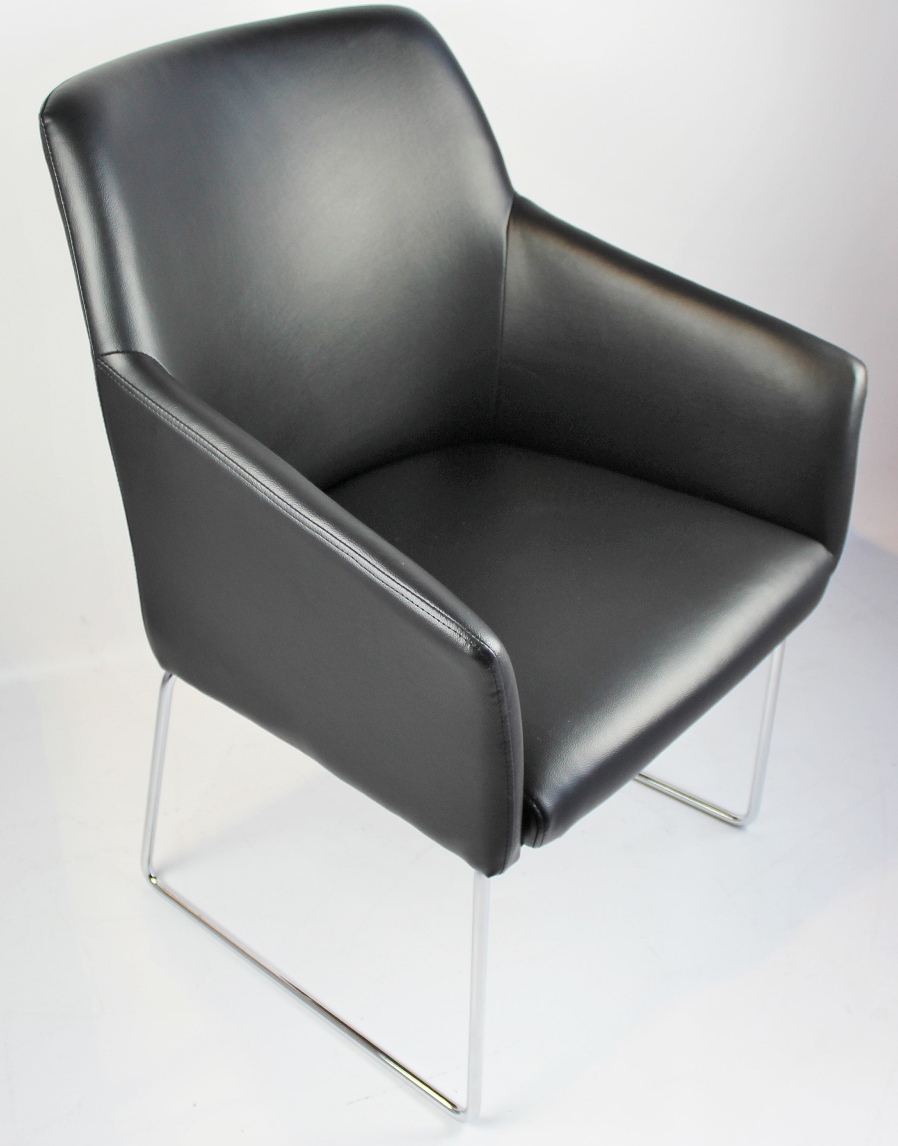 Providers Of Modern Bonded Black Leather Visitor Chair - CHA-072 Huddersfield