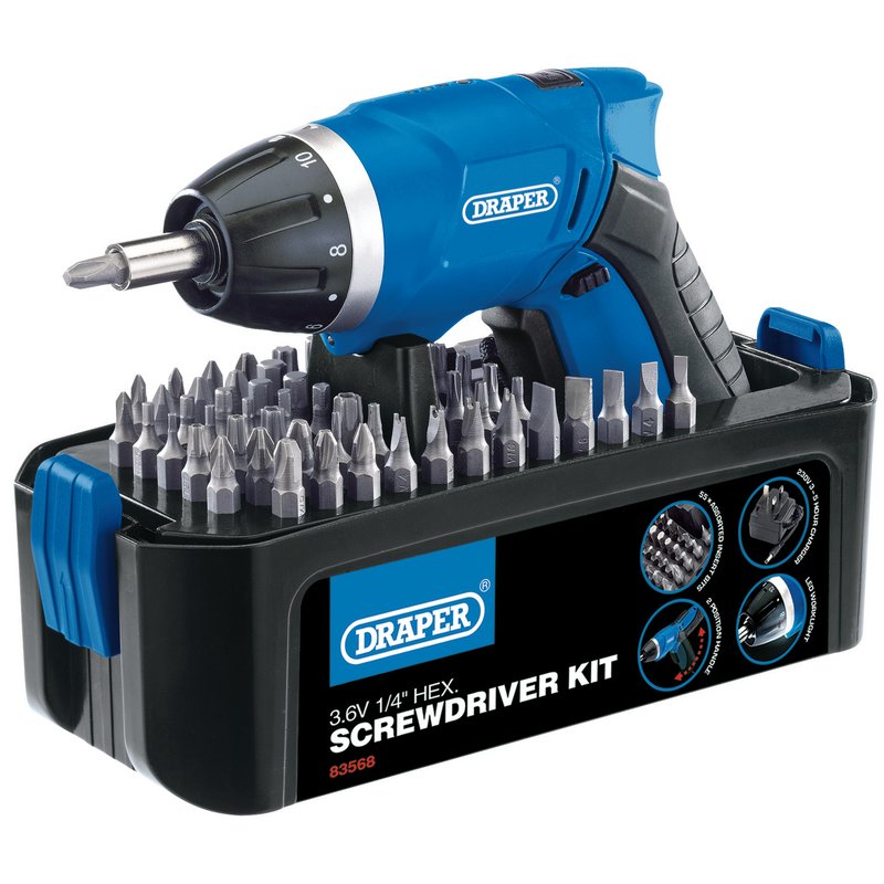 Draper 3.6V Cordless Li-ion Screwdriver Kit