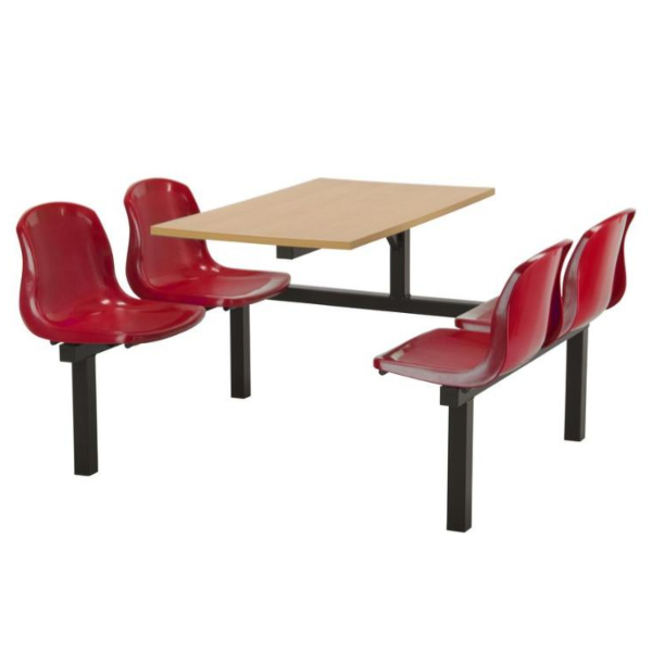 CU90 - 4-Seater Harvey Canteen Unit - 1 Way Access, Red, Beech