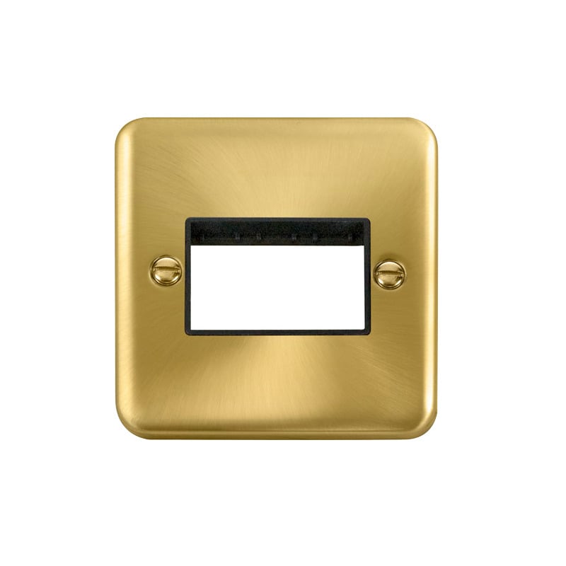 Click Deco Plus MiniGrid 3 Aperture Face Plate Satin Brass Black Inserts