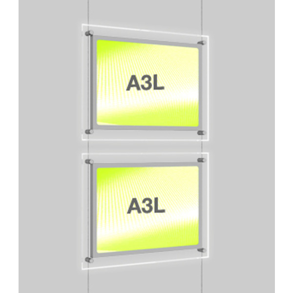 2x A3 Single Landscape LED Poster Light Pockets