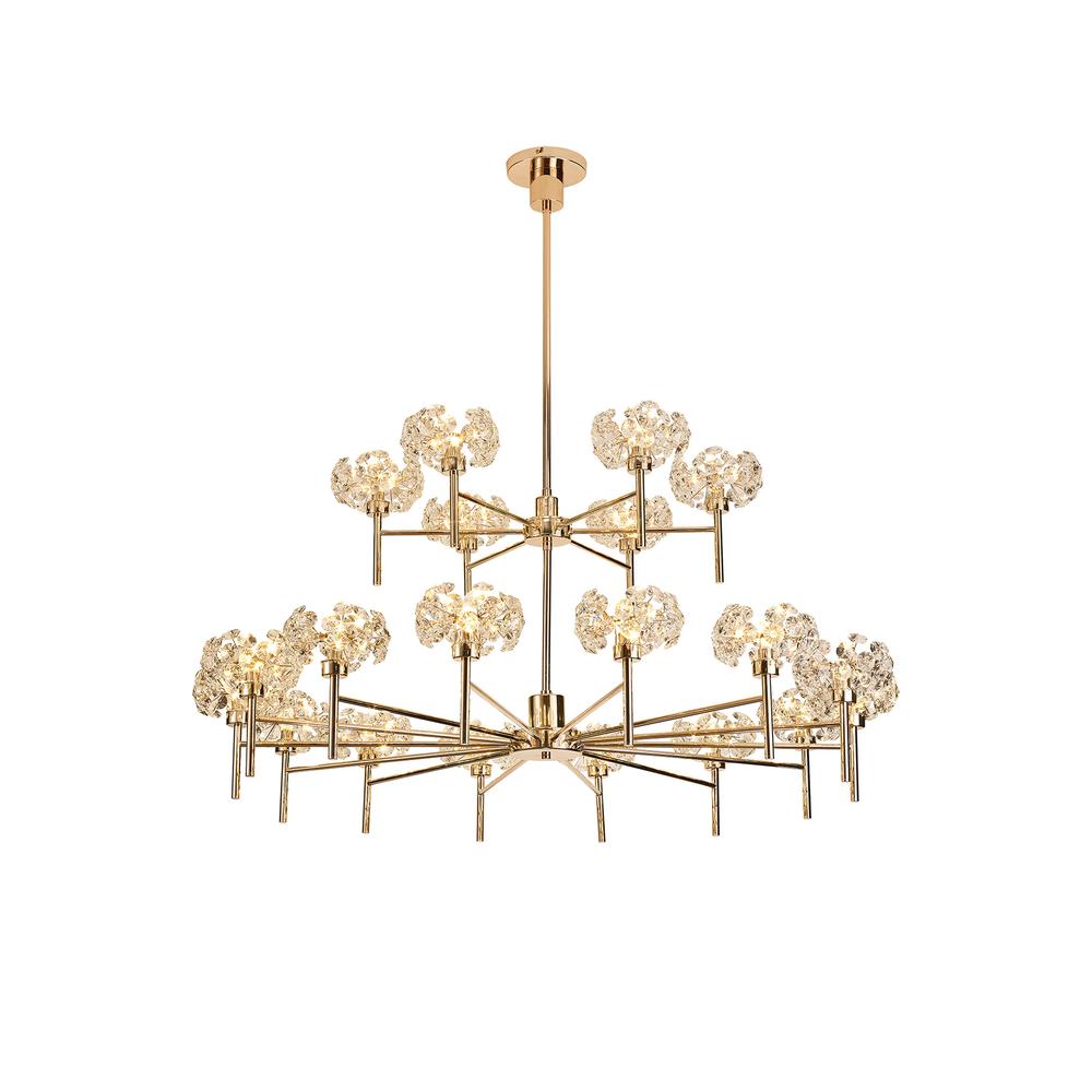 Luxuria Paramount 122cm 20 Light G9 2-Tier Light With French Gold And Crystal Shade